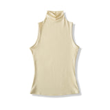 Spring Pure Desire Hot Girl Style Elastic Slim Fit Half High Collar Inner Layer Base Shirt Vest Solid Color Casual Fashion L25M