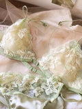 French Niche Lingerie Set Embroidered Mesh Triangle Cup Wireless Bralette Retro Thin Sexy Comfort Bra Australia MOYISU Sexy Bra
