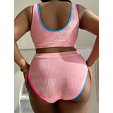 0XL - 4XL New Tie Dye Bikini Large Size Swimwear Plus Size Women Swimsuit Female Two-pieces Bikini set Bather Bathing Suit V5948