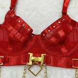 Toucheart Erotic Underwear Mesh See-through Patchwork Metal Chain Hot Girls Sexy Seductive Coquette Nightclub Party Dance Suit