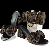 doershow High Quality African fashion Style Ladies Shoes And Bags Set Latest SILVER Italian Shoes And Bag Set For Party HJJ1-10