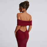 Temperament Slim Strapless Long Dress Women Solid Color Sexy Off-shoulder Backless Package Hip Sleeveless Club Party Dresses