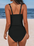 2026 V-neck Mesh Tankini Set Two Pieces Swimsuit Women Swimwear Female Solid Bathers Bathing Swimming Swim Suit Beachwear XXL