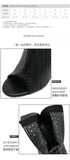 Big Size 42 Sexy Black Hollow Out Summer Boots Women Chic Peep Toe Thin High Heels Zip-up Ankle Boots Party Shoes