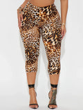 Sexy Leopard Print Knee-length Leggings Women 2026 Fitness Sports Yoga Tights Short Pants Streetwear Y2K Ladies Black Trousers