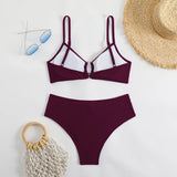 2025 U-wire Bikini Women Sexy Strappy Swimwear Female Solid Swimsuit Bathers Bathing Swimming Swim Suit Beachwear