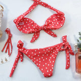 Sexy Leopard Polka Dot Knotted Brazilian Bikini Women Swimwear Female Swimsuit Two-pieces Bikini Set Bather Bathing Suit V643