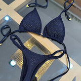 2025 Diamond Bikini Sexy Women Swimsuit Bandeau Biquini Push Up Swimwear Female Shiny Bathing Suits Floral Bodysuit Beachwear