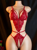 Nighttime Transparent Open Bra Porn Lingerie Corset Deep V Sexy Crotchless Underwear Women Lace Hollow Bras Hot Teddy Bodysuit