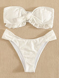 Ruffled Frill Knotted Bandeau Bikini Women Swimwear Female Swimsuit Two-pieces Bikini Set Strapless Bathing Suit Swim Beach Wear