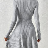 New for autumn/Winter Women Knit Slim Sexy Bodycon Dress V-Neck Long Sleeve Dress Solid Casual Midi Sweater Dress