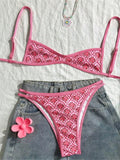 S - XL Flowers Printed High Leg Cut Bikini Female Swimsuit Women Swimwear Two-pieces Bikini set Bather Bathing Suit Swim V6965