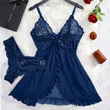 White Sexy Contrast Lace and Mesh Ruffle Babydoll Sleep Dress Woman Nightgown V-neck Open Bra Sleep Skirt Nighties Sleepwear