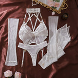 Toucheart Erotic Lingerie Fashionable and Comfortable Mesh See-through Bodyshaping Adjustable Sexy Underwear Split Five-pieceset