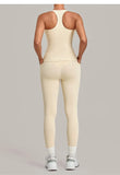 Women's Seamless Yoga Sets Sports Fitness Hip-lifting High Waist Pant Sleeveless Backless Suits Workout Running Leggings Sets