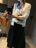 Spliced Lace Elastic High-waisted Slimming Skirt White Lace Trim Skirt Elastic Waist Casual Summer Style Skirt For Women 6S7Q
