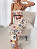 Elegant Backless Floral Print Bodycon Dress for Women Sleeveless Gown