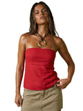 Women's Summer Strapless Vest Stylish Striped Sleeveless Open Back Tube Tops for Party Date Night Wear