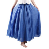 Maxi Skirt Double Layer Women Skirt A-Line Loose Fit Elastic Waist Solid Color Design Flowy Skirt Spring Summer Casual Wear