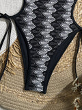 Printed Halter V Neck Female Swimwear One Piece Swimsuit Women Backless Monokini High Leg Cut Bather Bathing Suit Swim Bodysuit
