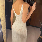 S - XL Backless Hollow Out Crochet Knitted Tunic Beach Cover Up Cover-ups Beach Dress Beach Wear Beachwear Female Women V6347