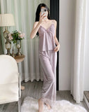 Gold velvet three-piece pajamas set, autumn and winter lace nightgown, sexy home wear with chest pad