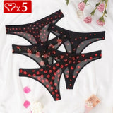 5pcs/pack Print Design Sexy Women thongs Breathable Comfortable Lady g-string Underwear Elegant Sexy Lingerie Fashion New Panty