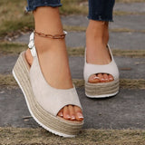 Lightweight Peep Toe Wedges Sandals Women 2026 Summer Back Strap Platdorm Sandles Woman Plus Size 43 Comfy Thick Sole Sandalias