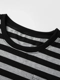 Women Striped Print Long Sleeve Tops Fitted Round Neck Fall T-shirts Casual Streetwear for Daily Office Party