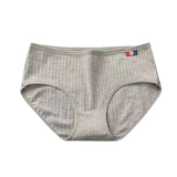 1 Pack Women's Ribbed Cotton Panties Stretchy Mid Rise Underwear Sexy Lingerie Breathable Japanese Style Multicolor Briefs M-XL