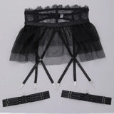 Toucheart 4 Piece Set Sexy Lingerie Set Lace Perspective Bra Women Mesh Patchwork Ruffled Skirt Garter Socks Sexy Underwear Suit
