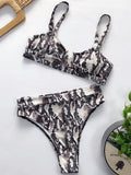 SnakeSkin Female Swimsuit High Waist Bikini Women Swimwear Two-pieces Bikini Set Hollow Out Bathing Suit Swim Wear Beachwear