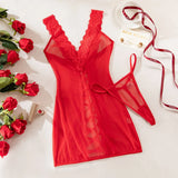 Toucheart 2PCS Lace See-through Hollow Out Sexy Interesting Thin Model Pajamas Panty Slim High Waisted Women Sexy Pajamas Set