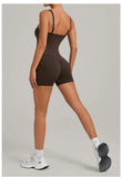 Womens Two Way Wear Bodysuit Sleeveless Yoga Stretch One Piece Romper Sexy Fitness Side Pockets Sportwears Bodysuit