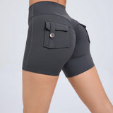 Peach Butt Fitness Shorts Women's Exercise Three-Quarter Pants Cargo Air Dry Pocket Yoga Tight Lift Summer