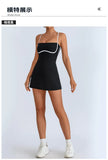 Women's Tennis Dress Summer Sleeveless Pink Contrast Workout Yoga Dresses Build in Shorts Fashion Tight Fitting Skirts Suit