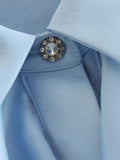 Foridol Ruffles Folds Light Blue Office Lady Satin Shirt Blouse Long Sleeve Spring Fashion Solid Button Up Blusa Autumn 2025