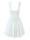 Foridol Bowknot Back Lace Up White Dress Women Sleeveless Lace Decor Summer Short Dress Elegant A-line Party Sundress 2025 New