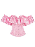 Chest corset with satin ruffled sleeves and waist-tightening palace corset at the back of the shoulder.