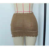 2026 Hollow Out Skirt Sarong Crochet Knitted Tunic Beach Cover Up Cover-ups Beach Dress Beach Wear Beachwear Female Women V8074