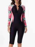 2026 Zipper Slim Swimsuit Women Long Sleeve & Knee One Piece Swimwear Female Bather Bathing Swimming Swim Surf Suit Beachwear