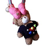 Original handmade cute girl heart bear pendant bag pendant colourful rope plush pendant doll dolls