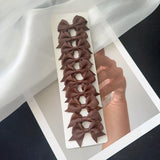 10Pcs/card Grosgrain Ribbon Bows Hair Clips For Girls Small Trailing Bowknots Hairpins Headwear Kids Hair Accessories