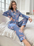 Home wear pajamas ice silk long sleeves trousers thin pajamas