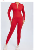 Women Sportwear Yoga Jumpsuit Zip Long Sleeve Back Open Outfit Fitness Tracksuit Tight One-piece Gym Overalls Sports Bodysuit