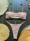 Black rhinestone process bikini sexy thong split swimsuit 2-piece beach set