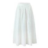 Summer Women White Cotton Dress Set 2025 Top+skirt 2 Pcs Outfit Ruffles Button Slim Top A-line Maxi Skirt Beach Casual Dress