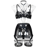 Toucheart Trendy Lingerie 4 Pieces Set Exotic Sexy Bra Eroctic Garter Underwear Set Women's Mesh See-through Luxury Underwear