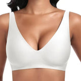 Women's Deep V Seamless Wire-Free Bra Plus Size Solid Color 3/4 Cup Thin Bra Comfortable Push-up Bra Underwear