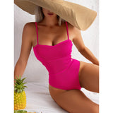 2026 Swimsuit One Piece Solid Swimwear Women One-piece Bathing Swim Suit Female Padded Beach Wear Swimming Summer